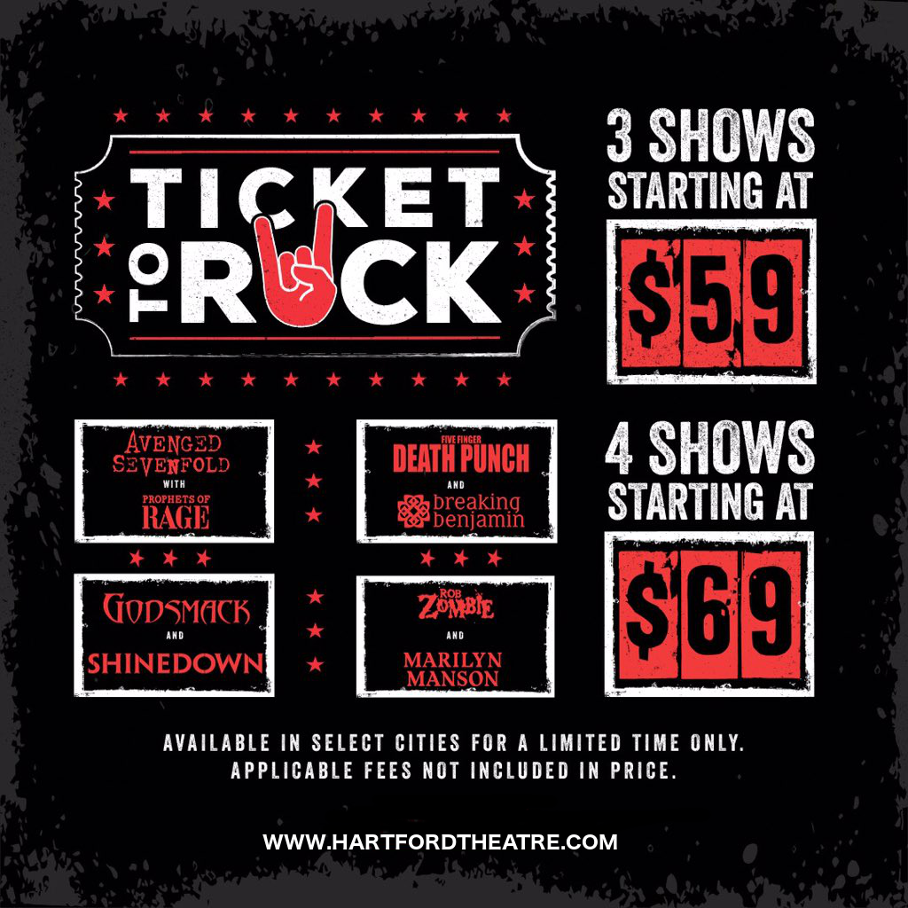 Ticket To Rock (Includes Shinedown, Avenged Sevenfold, Rob Zombie & Five Finger Death Punch Performances) at Xfinity Theatre